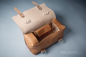 leather work bag with interior storage