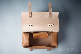 top view leather work bag