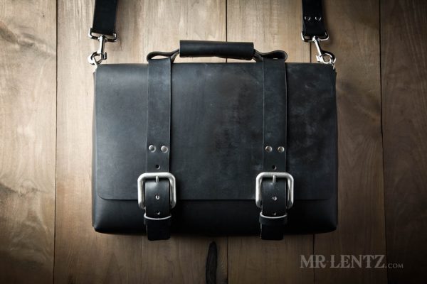 Mens black leather briefcase