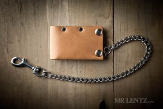 mens snap wallet with stainless steel chain