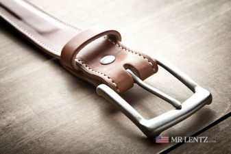 fine stitched leather dress belt