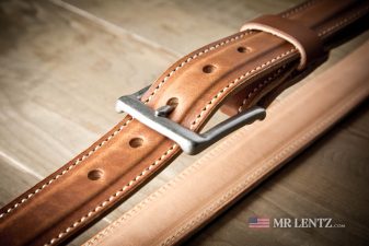 raised center leather dress belt