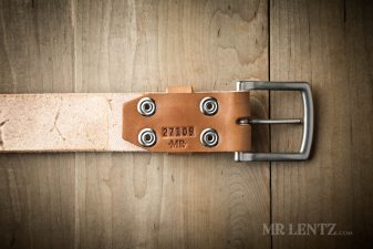 back of wide leather belt