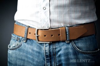 brown wide leather belt on pants
