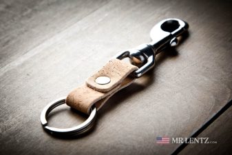 riveted cork keychain with stainless steel clip