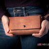 womens handmade leather clutch made in the usa