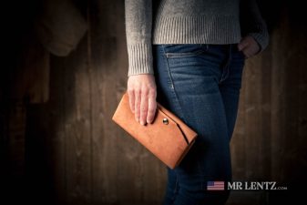 brown leather phone clutch purse made in the usa