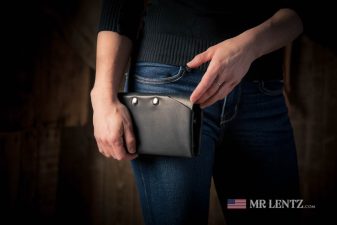 black leather phone clutch purse