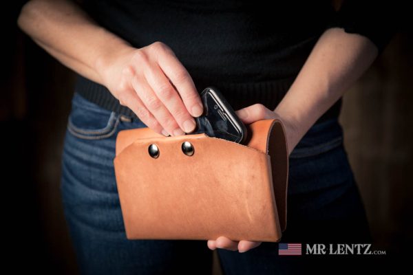 womens slim leather phone purse made in the usa
