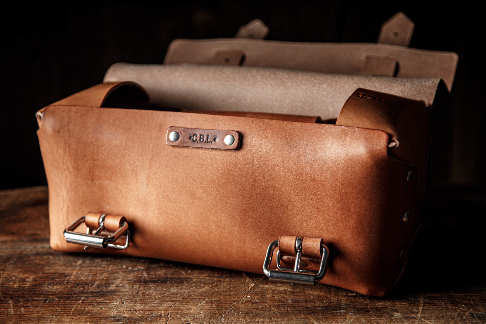 mens leather bag with personalized name stamped