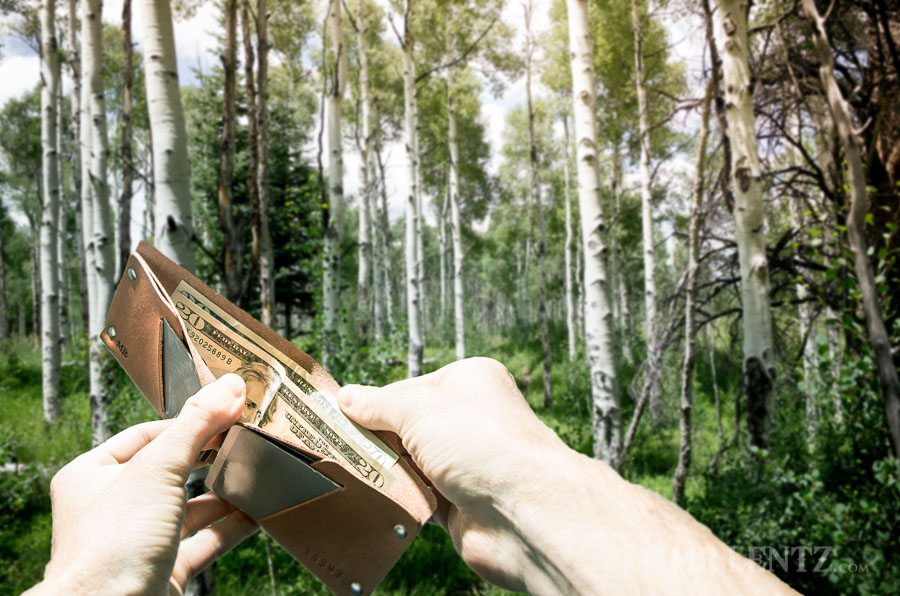 Leather wallet with Aspen Trees