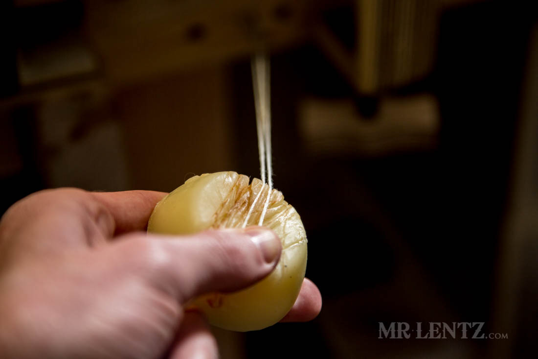 waxing thread for stitching round knife sheath