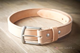 tan leather gun belt with steel core