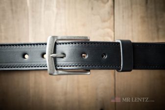 black leather gun belt with steel core