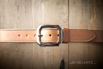 banker buckle on reinforced leather gun belt