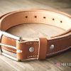 brown dress belt with lining