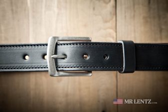 black leather lined and stitched belt