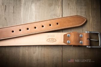 wide leather gun belt front and back