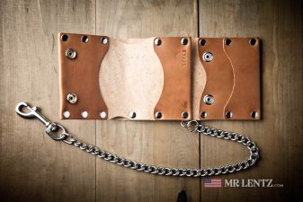 open trifold wallet with stainless steel chain