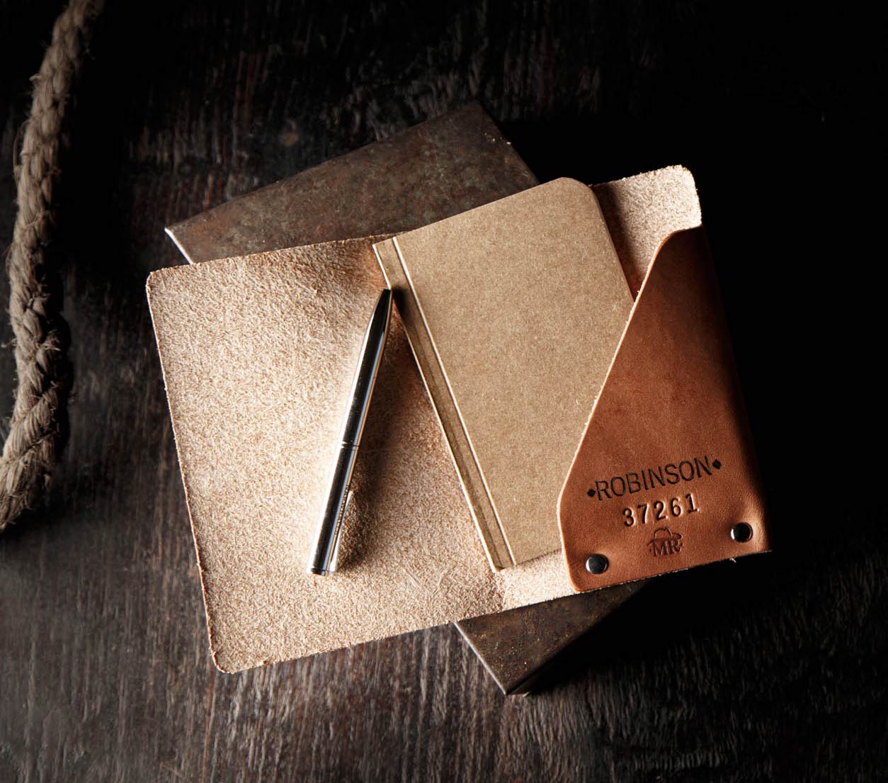 personalized leather mini notebook