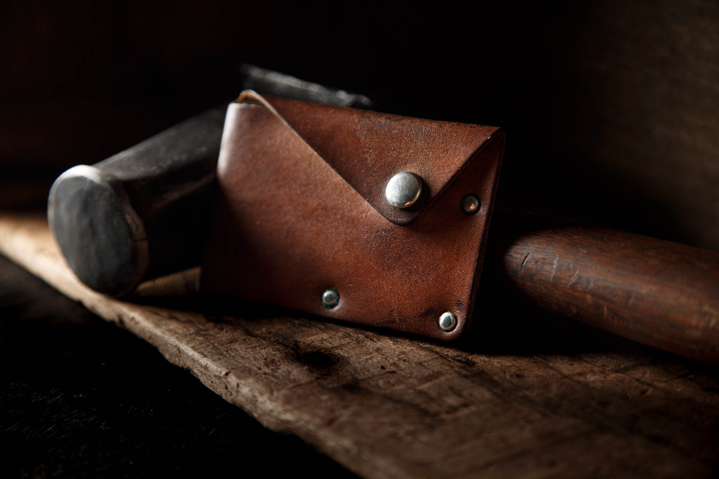 leather wallet with snap closure made in the usa