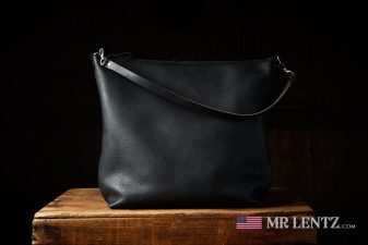 womens black leather zip purse