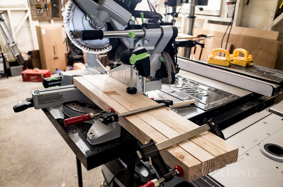 cross cutting a wood stool